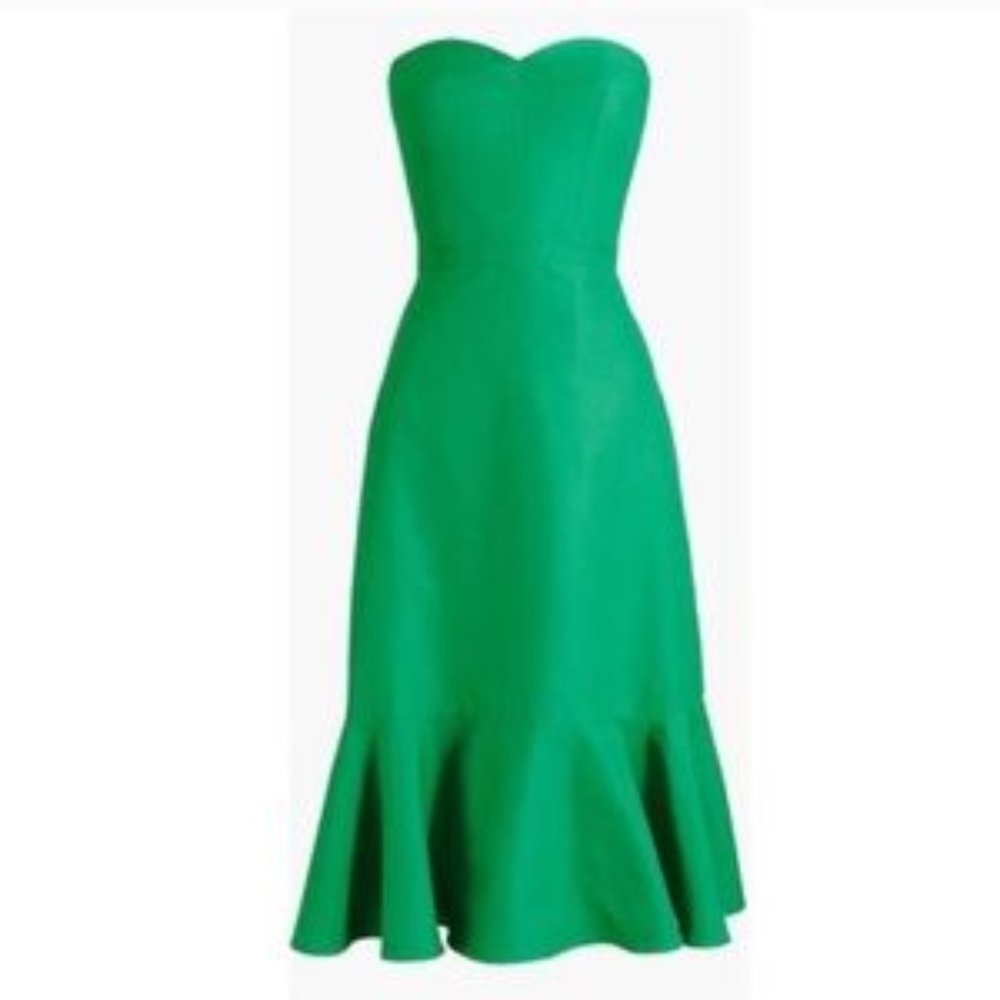 JCrew Petite Green Strapless Dress